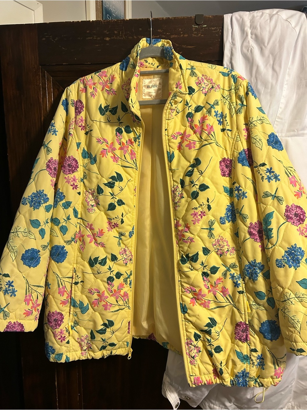 Blair Yellow Quilted Floral Puffer Jacket